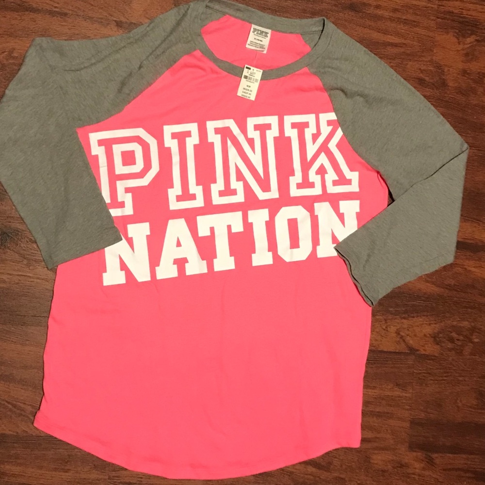 NWT PINK nation baseball tee